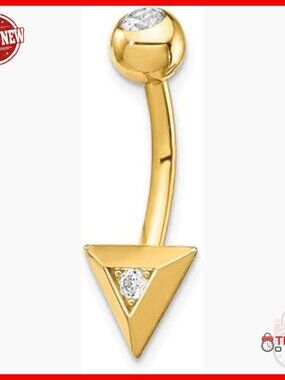 14K Gold Triangle CZ Belly Ring Body Jewelry Piercing